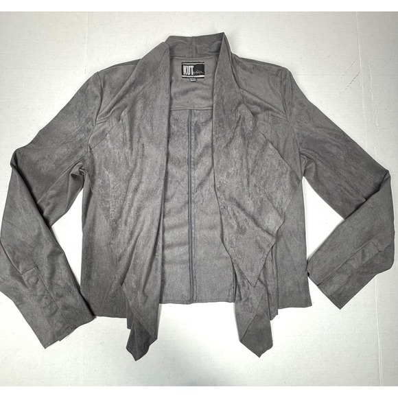 Kut from the Kloth Jackets & Blazers - KUT from the Kloth Tayanita Faux Suede Drape Front Jacket Gray Medium Moto NWOT